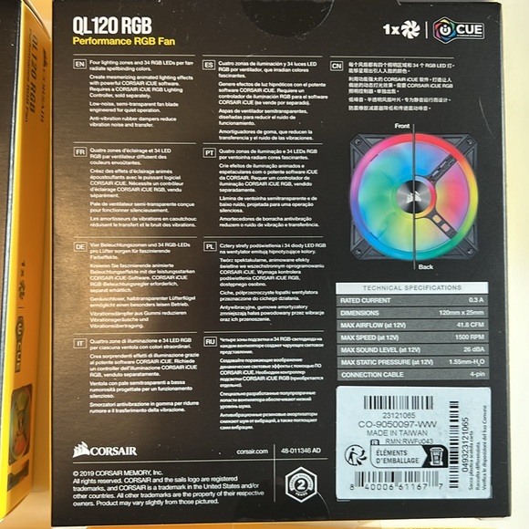 Corsair QL120 RGB Performance RGB fan- Never been open; Sealed boxes - Picture 4 of 6